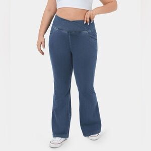 HalaraMagic™ High Waisted Crossover Stretchy Knit Plus Size Super Flare Jeans